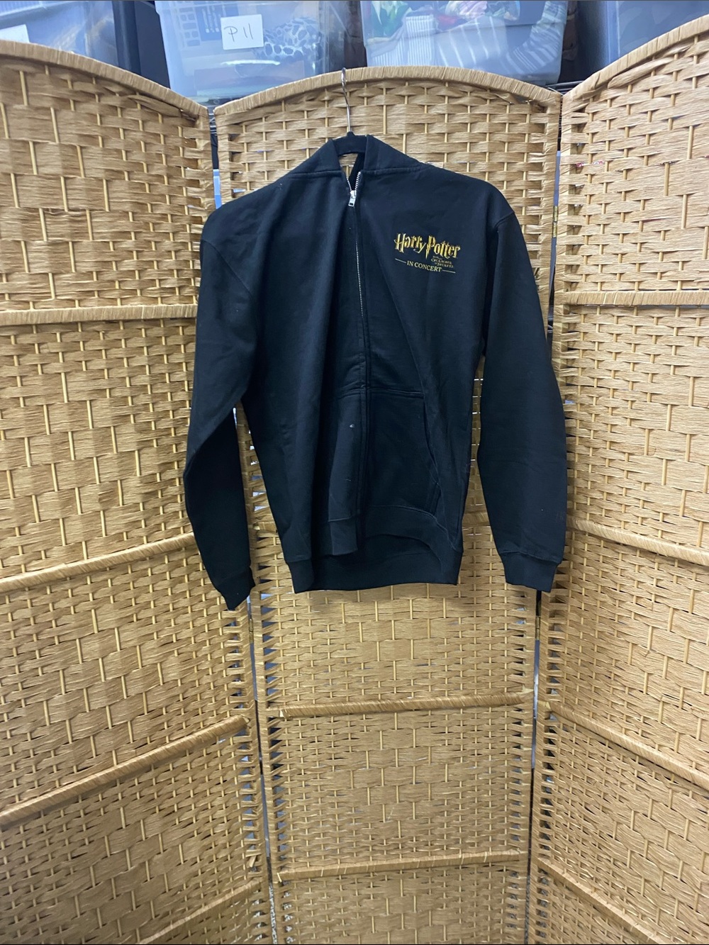 Harry Potter Black Zip-Up Hoodie with Gold Logo
